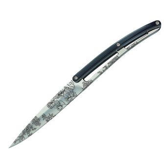 Deejo set 6 knives glossy blade handle Black ABS Design Toile de Jouy