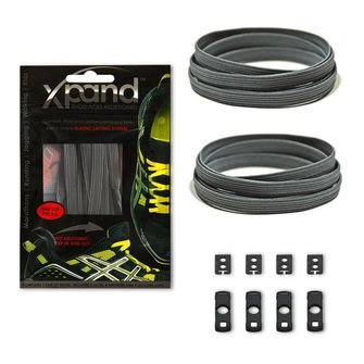 Xpand elastic laces into shoes, gray