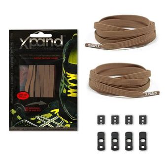 Xpand elastic laces into shoes, brown