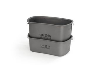 Origin Outdoors Camping Pot Set Titanium Set of pots with level indicator and hinge made of stainless steel 750 ml + 400 ml