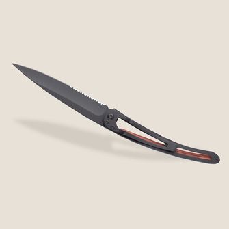 Deejo closing knife Serration Black Coralwood Topography