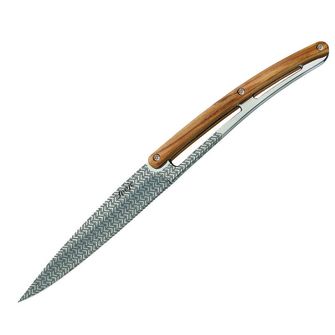 Deejo set 6 knives glossy blade olive wood Design Geometry