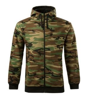 Malfini camo zipper camouflage sweatshirt with hood, camouflage brown, 300 g/m²