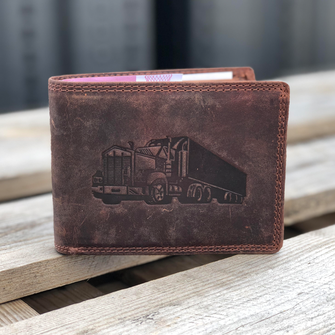 Leather wallet pattern trucker
