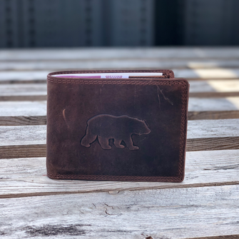 Leather wallet pattern bear
