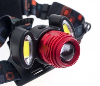 Red rechargeable headlamp 3xLED 8W zoom