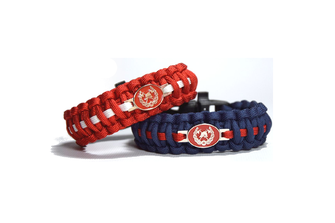 Paracord bracelet proud firefighter, blue, fastening on clip with whistle, wider 2.4cm