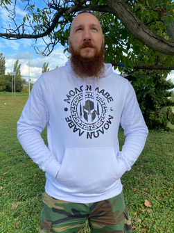 DRAGOWS Men&#039;s sweatshirt with hood Molon Labe, white 320g/m2