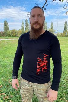 DRAGOWA FIT-T T-shirt with long sleeve Redwar, black 160g/m2
