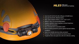 Fenix ​​HL23 headlamp, 150 lumen