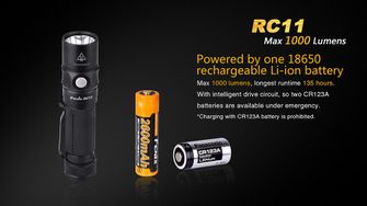 Fenix ​​LED charging flashlight RC11, 1000 lumen