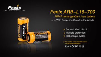 Fenix ​​RCR123A 700 mAh, Li-ion charging battery