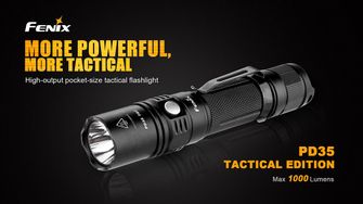 LED flashlight fenix pd35 tac, 1000 lumens
