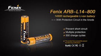 Rechargeable battery Fenix ​​14500 800 mAh Li-ion