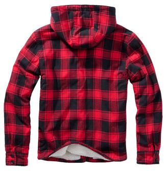 Brandit lumberjacket jacket with hood, red-black