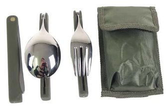 MFH Camp folding cutlery with case