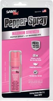Sabre red pocket defense spray with clip, pink