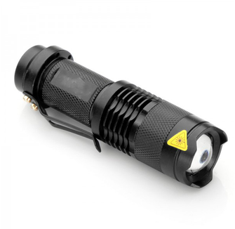LED UV military rechargeable flashlight zoom, 10cm