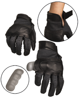 Mil-tec tactical gloves leather/kevlar, black