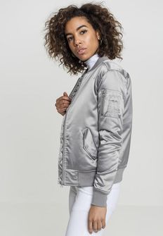 Urban Classics women&#039;s satin bomber jacket, silver