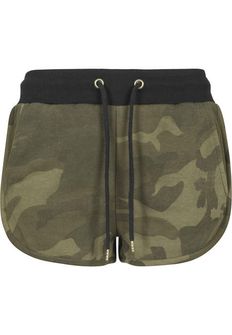 Urban Classics women&#039;s camouflage shorts, Olive Camo