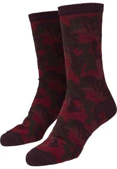 Urban Classics camo socks 2 pairs, burgundy camo