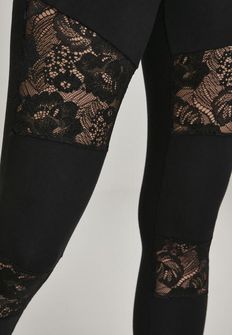 Urban Classics Women&#039;s Laces Inset Leggings, Black