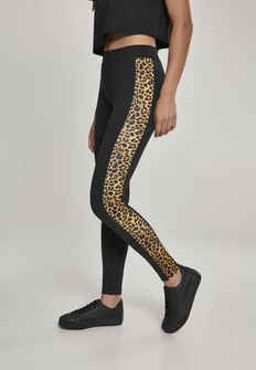 Urban Classics Women&#039;s Side Striped Pattern Leggings, Black Leo