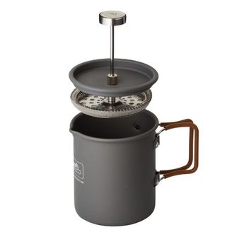 Helicon-Tex Camp Coffee Mug with French Press sieve, gray