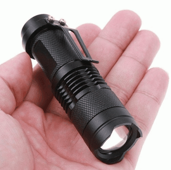 LED UV military rechargeable flashlight zoom, 10cm