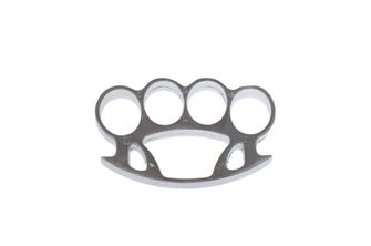 Boxer on hand, oval, silver