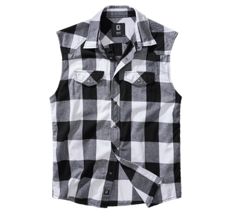 Brandit Check sleeveless shirt, white black