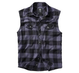 Brandit Check sleeveless shirt, black gray