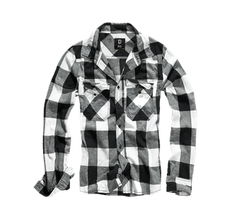 Brandit Check long sleeve shirt, white/black