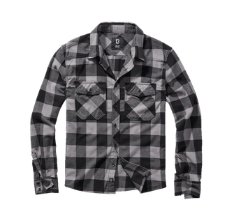 Brandit Check long sleeve shirt, black+charcoal