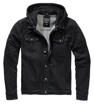 Brandit Cradock denim jacket with hood, black