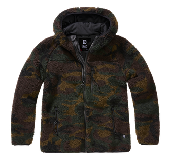 Brandit women's Teddyfleece jacket with hood, woodland