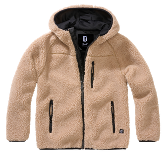 Brandit children's Teddyfleece jacket with hood, camel