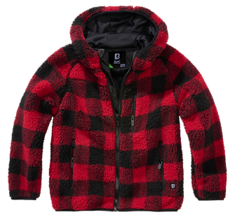 Brandit children's Teddyfleece jacket with hood, red/black