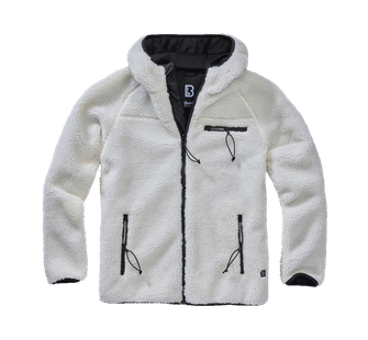 Brandit fleece hooded jacket Teddyfleece Worker, white