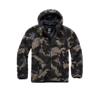 Brandit fleece jacket with hood Teddyfleece Worker, darkcamo