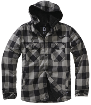 Brandit Lumber jacket with hood, black+charcoal
