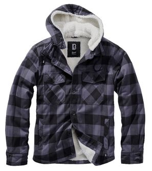 Brandit lumberjacket jacket with hood, black-gray