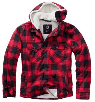 Brandit lumberjacket jacket with hood, red-black