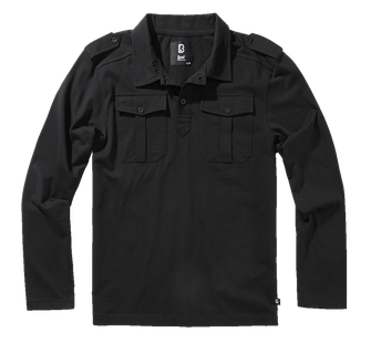 Brandit Willis long sleeve polo shirt, black