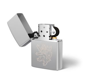 DRAGOWA petrol lighter with engraving Czech lion, silver