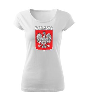 DRAGOWA Women's T -shirt Polish emblem with the inscription, white