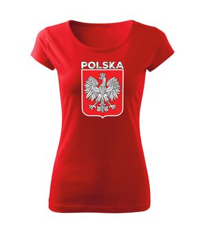 Dragowa women's T -shirt Polish emblem with the inscription, red