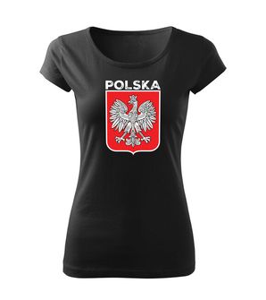 DRAGOWA Women's T -shirt Polish emblem with the inscription, black