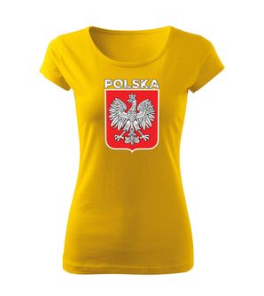 DRAGOWA Women's T -shirt Polish emblem with the inscription, yellow